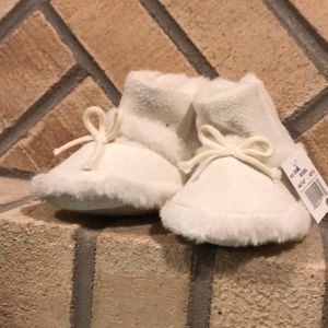 Baby furry white booties